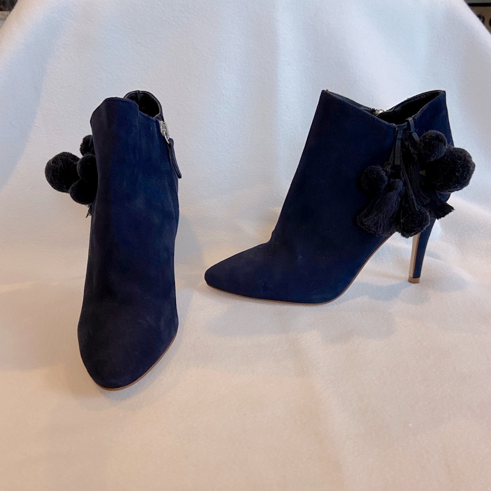 Zara Midnight Blue Suede Ankle Boots